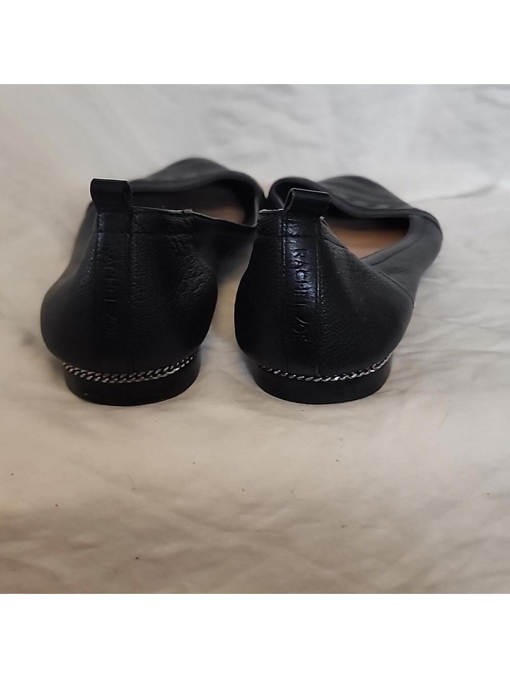 EUC Rachel Zoe black leather flats chain detail 10 - Picture 5 of 8